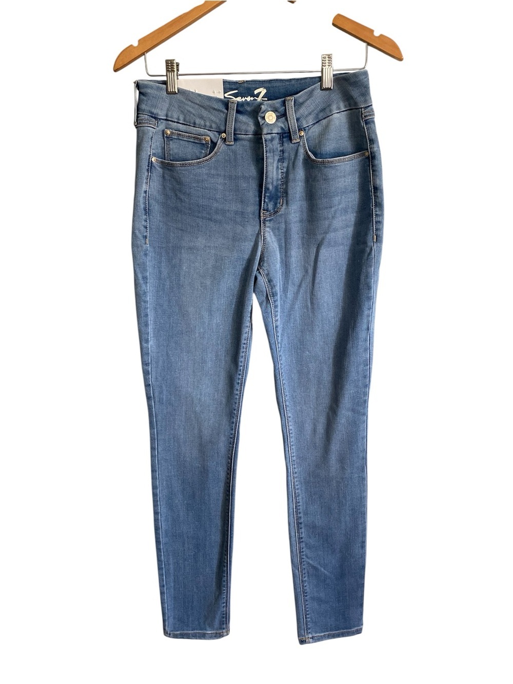 Seven 7 Tummyless Skinny High Rise Light Blue Denim Jeans Womens Size 6 NWT
